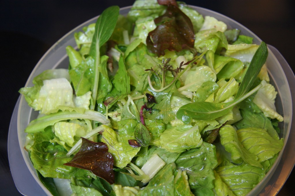 CSA greens, Tatsoi & Cilantro salad