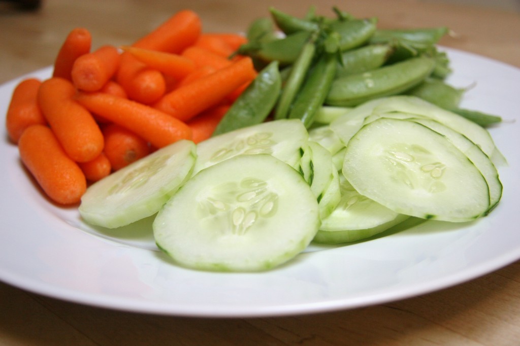 Fresh vegetables are easy to take with you.